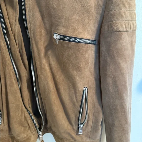 All Saints Tan Suede Jacket - Picture 3 of 5